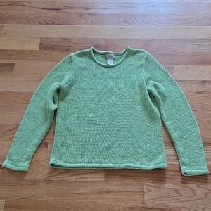 L.L. Bean Lime Green Cotton Crewneck Sweater Size Medium